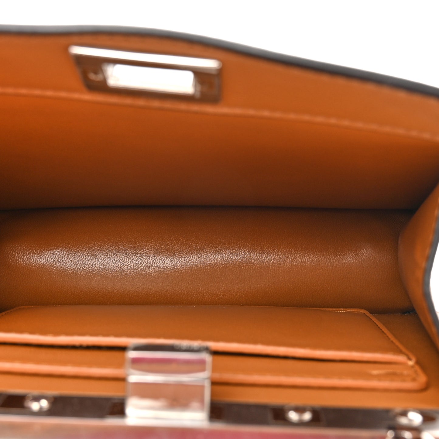 Shiny Nappa Flower Petite Peekaboo I SEE U Satchel Caramello