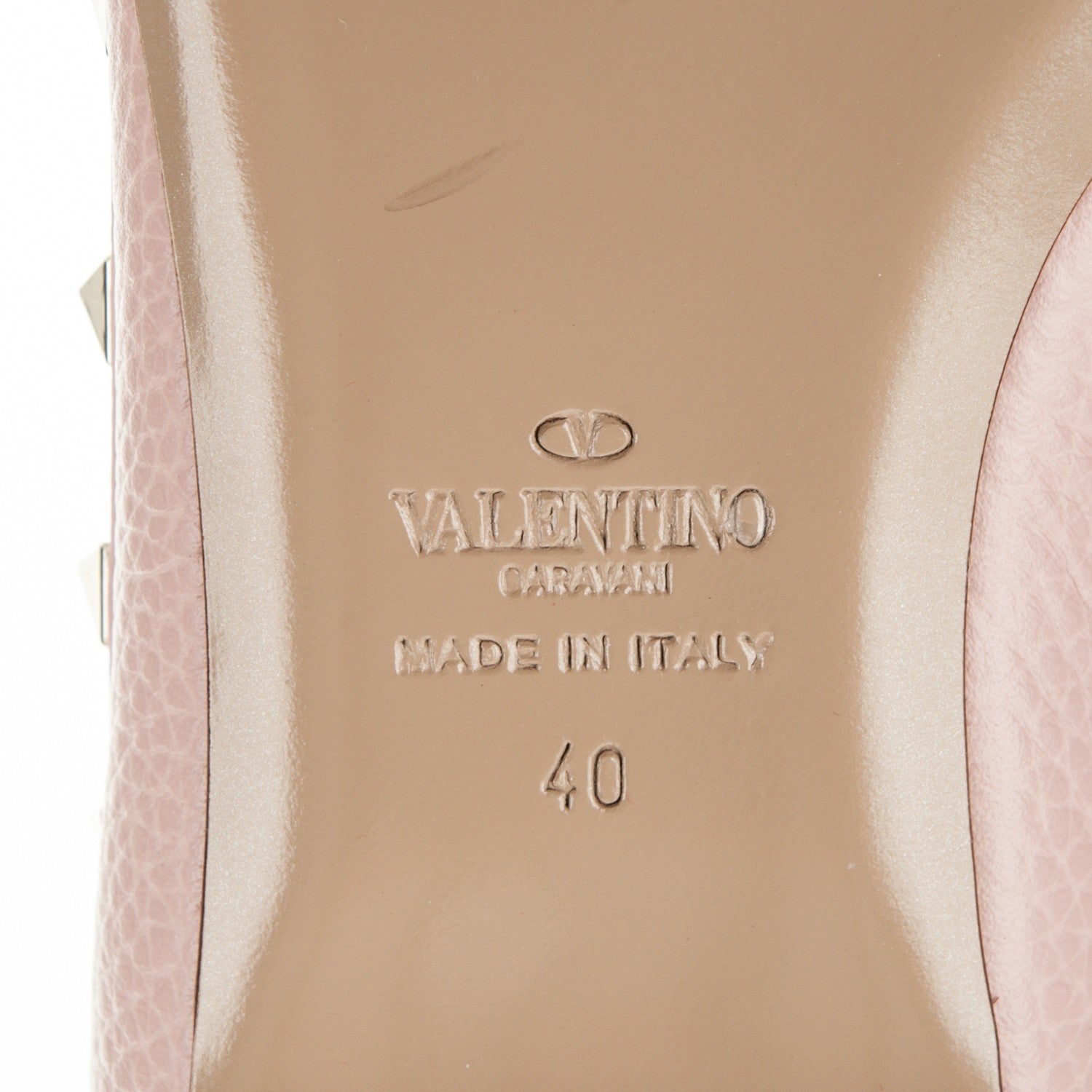 Valentino Garavani Pebbled Calfskin Rockstud Ballerina Flats 40 Water Rose 6 of 9