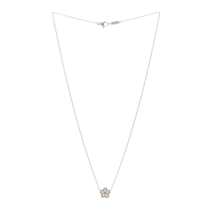 Tiffany Platinum 18K Rose Gold Pink Diamond Enchant Flower Pendant Necklace 3 of 4