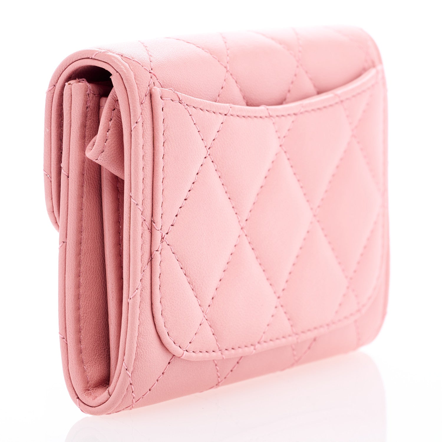 Chanel Lambskin Quilted Flap Card Holder Wallet Pink 3 of 8