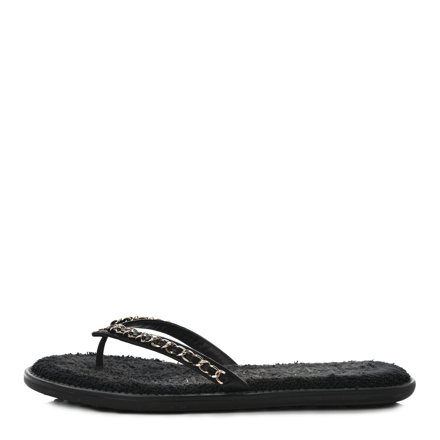 Lambskin CC Chain Thong Sandals 39 Black