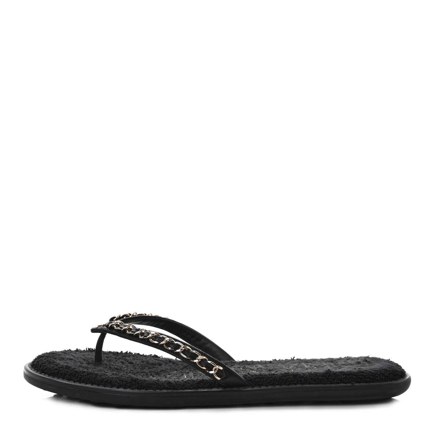 Chanel Lambskin CC Chain Thong Sandals 39 Black 1 of 9