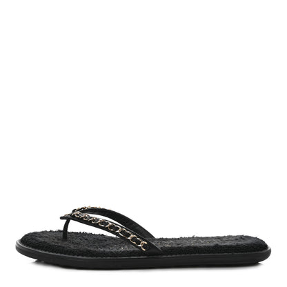 Chanel Lambskin CC Chain Thong Sandals 39 Black 1 of 9