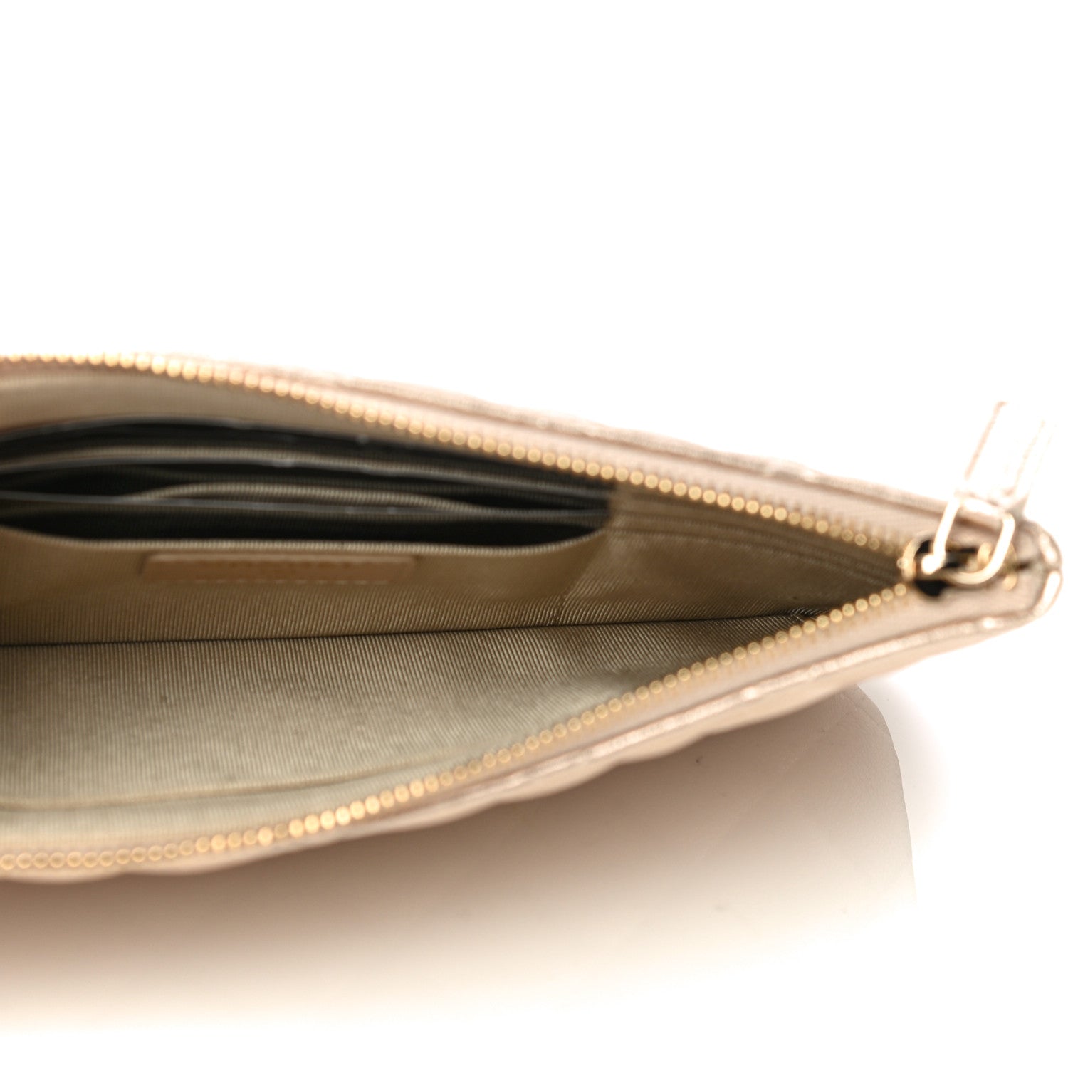 Chanel Metallic Lambskin Quilted Cosmetic Case Gold 4 of 11