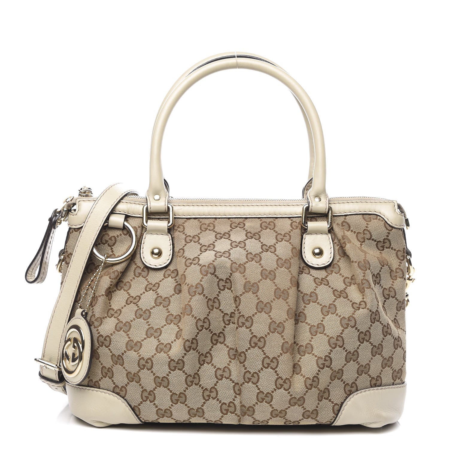 Gucci Monogram Margaux Calfskin Medium Sukey Top Handle Bag Beige Ebony Mystic White 1 of 15