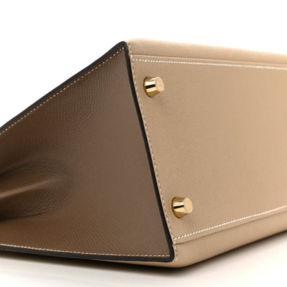 Hermes Epsom Bi-Color Horseshoe Kelly Sellier 28 Trench Etoupe 9 of 11
