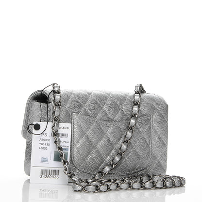 Chanel Metallic Caviar Quilted Mini Rectangular Flap Silver 3 of 8
