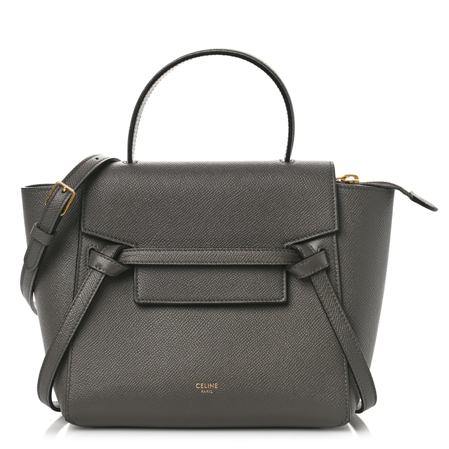 Grained Calfskin Nano Belt Bag Grey