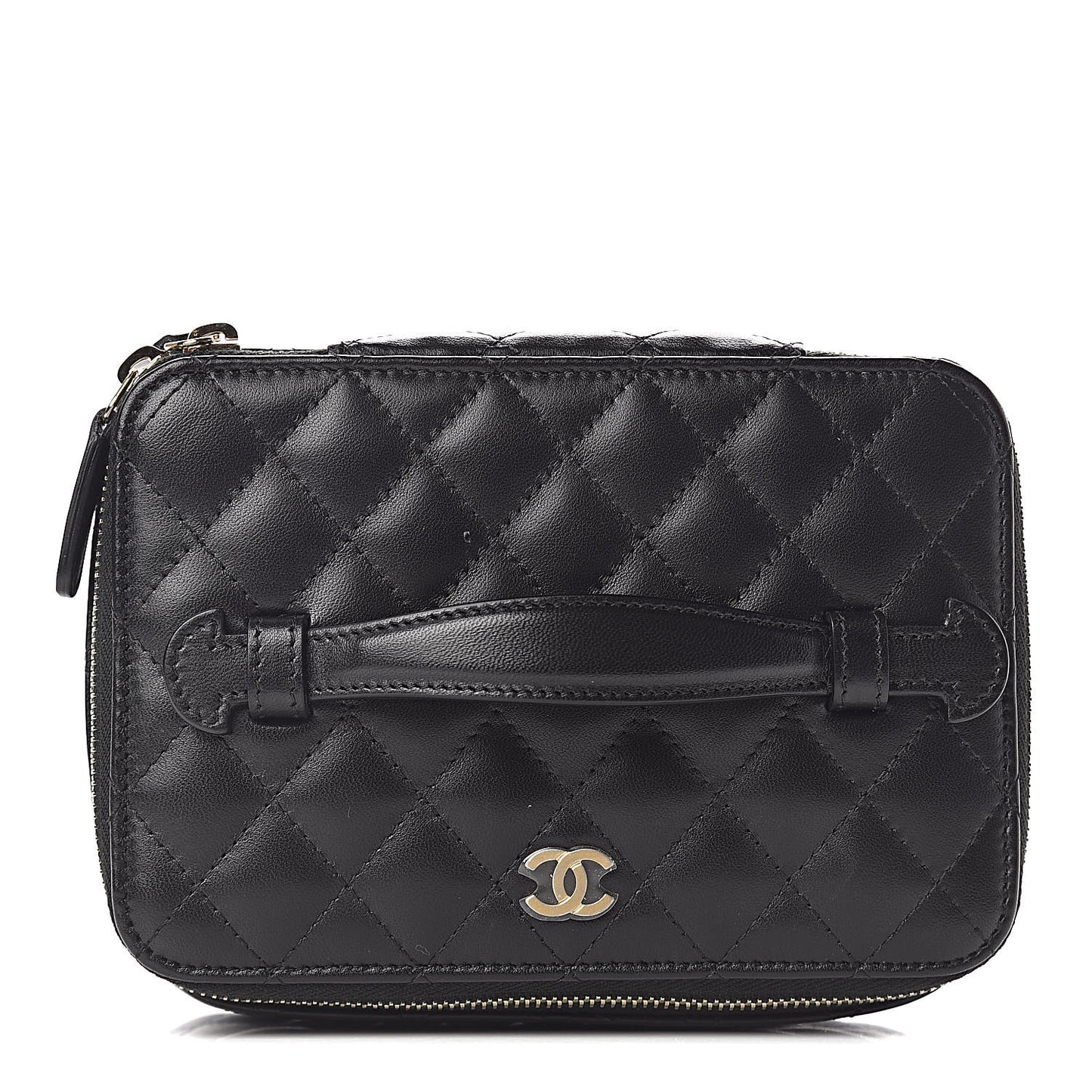 Lambskin Quilted Jewelry Case Black