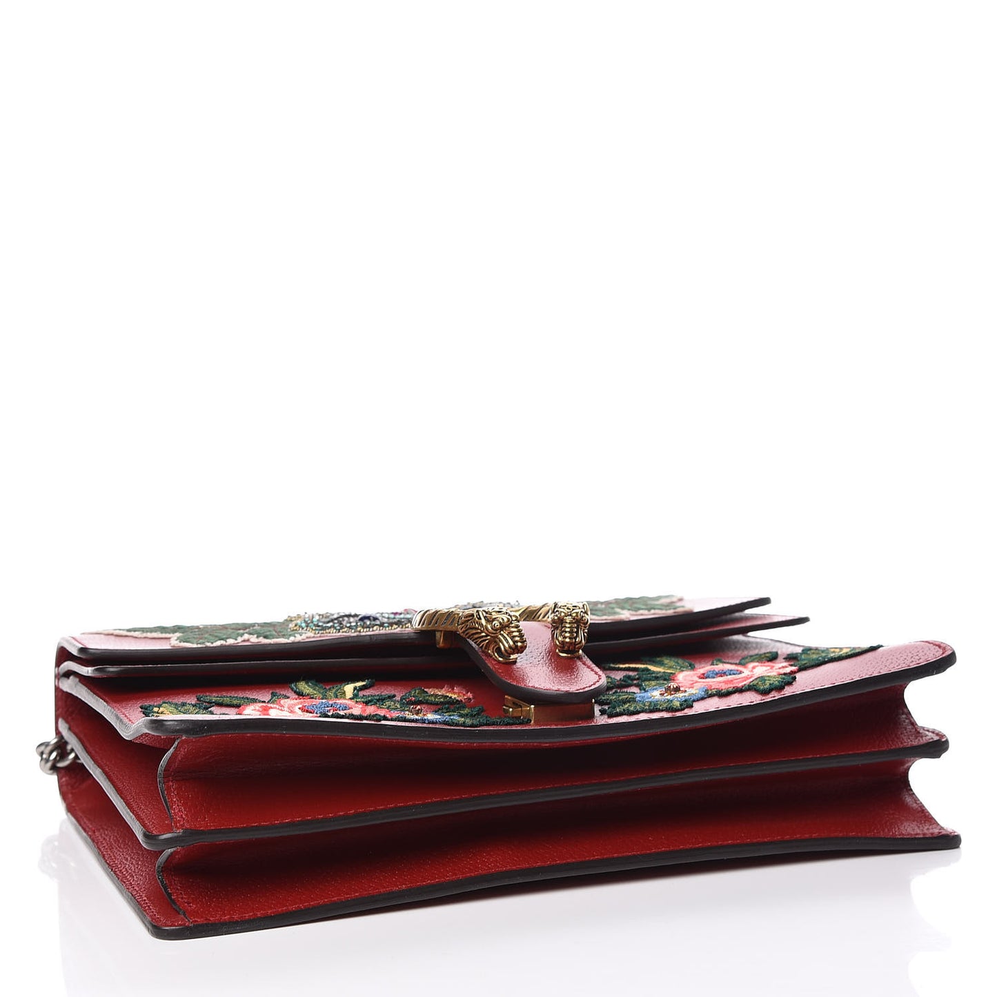 Calfskin Web Raccoon Embroidered Medium Dionysus Shoulder Bag Red