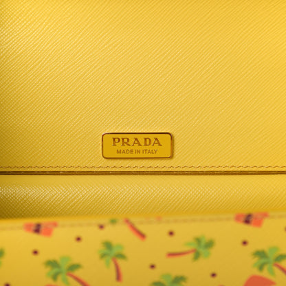 Prada Saffiano Palm Tree Print Shoulder Bag Giallo 5 of 8