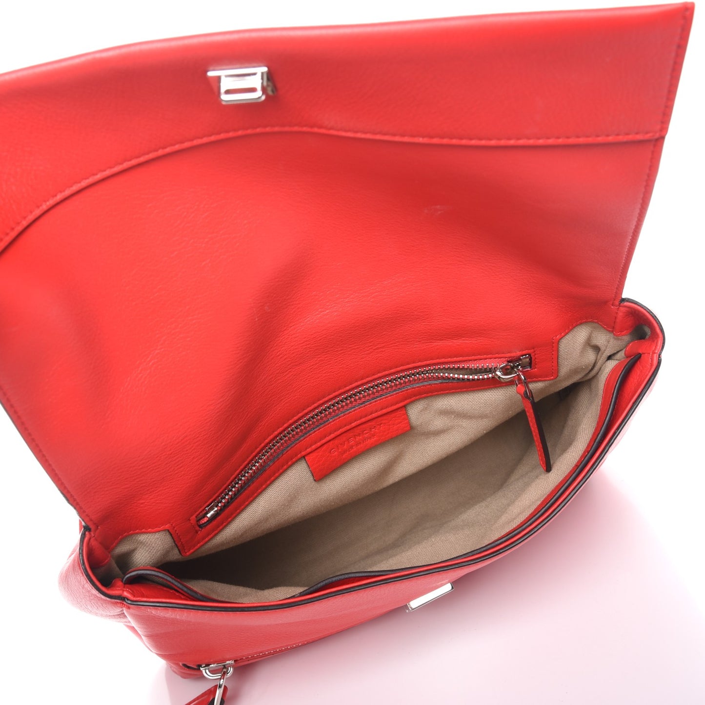Calfskin Small Pandora Pure Flap Bag Medium Red