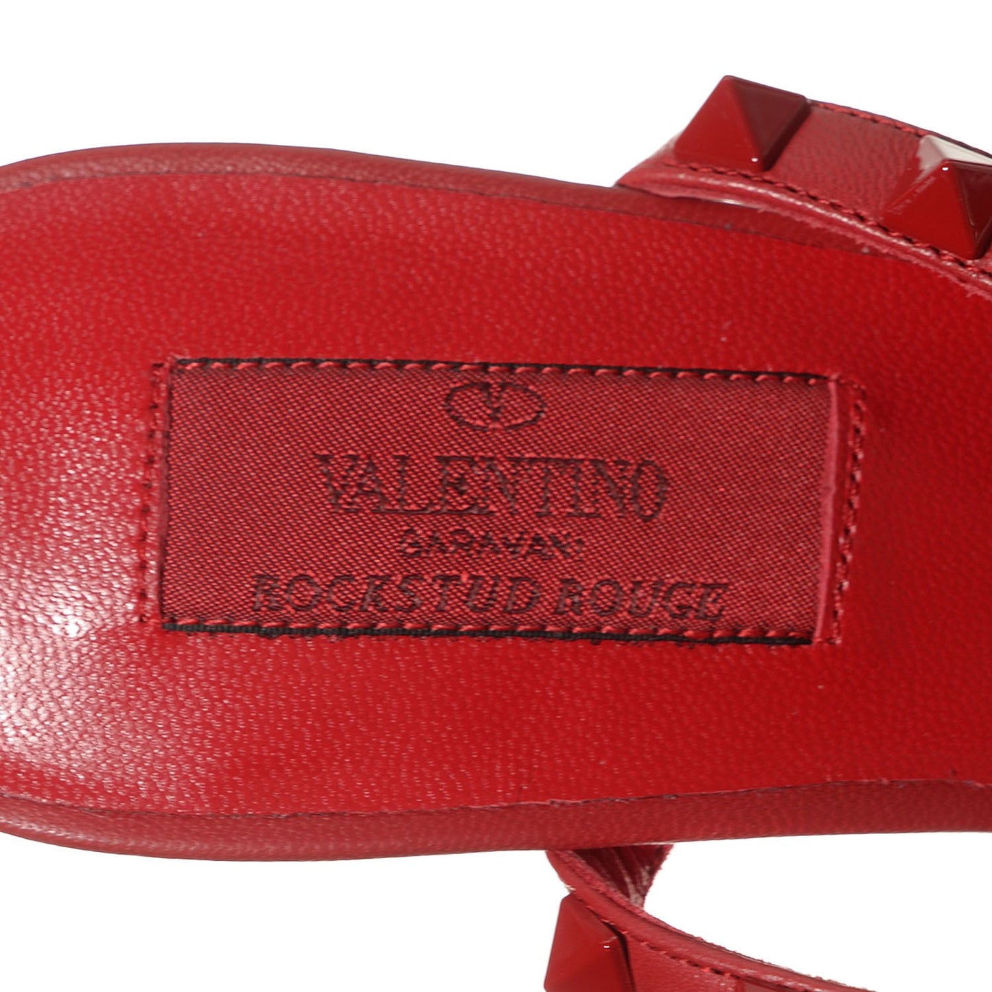 Calfskin Lacquered Monochrome Rockstud Ankle Strap 65mm Pumps 37.5 Rosso Valentino