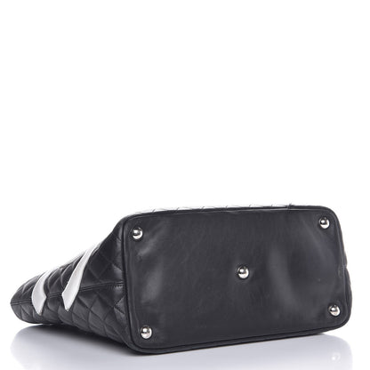 Chanel Calfskin Quilted Large Cambon Tote Black White 4 of 13