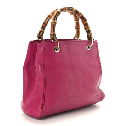Gucci Calfskin Small Bamboo Shopper Tote Bright Bougainvillea 3 of 10
