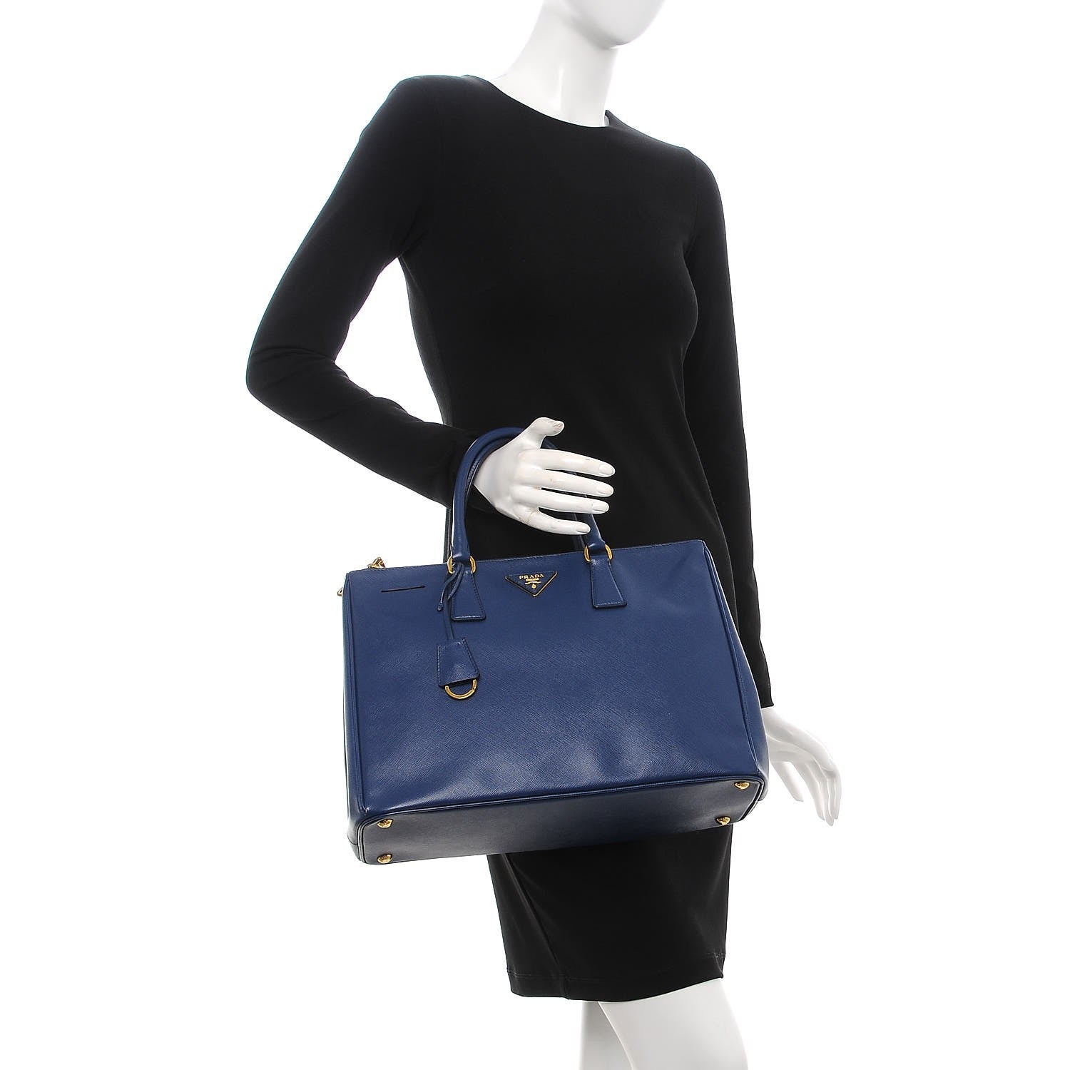 Prada Saffiano Large Galleria Double Zip Tote Bluette 2 of 15