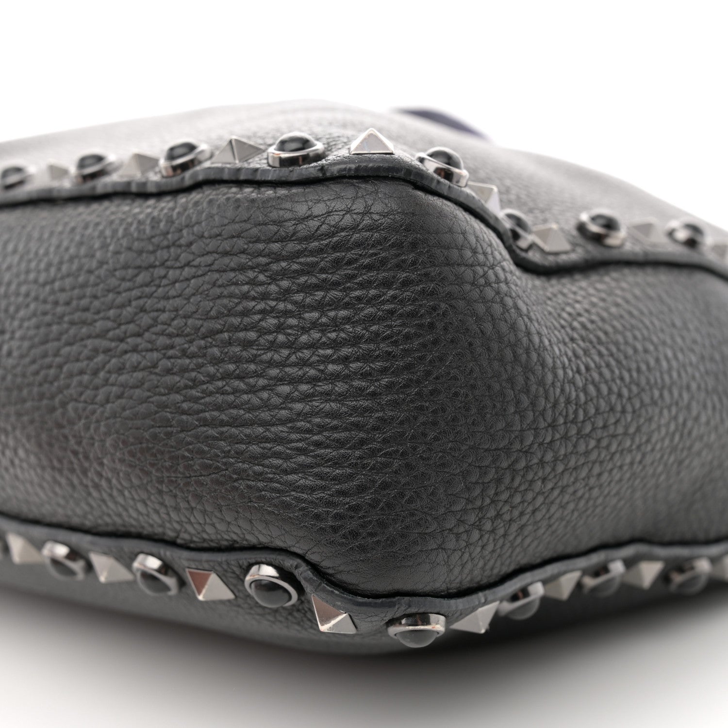 Valentino Garavani Pebbled Calfskin Onyx Small Rockstud Rolling Flip-Lock Messenger Bag Black 9 of 12