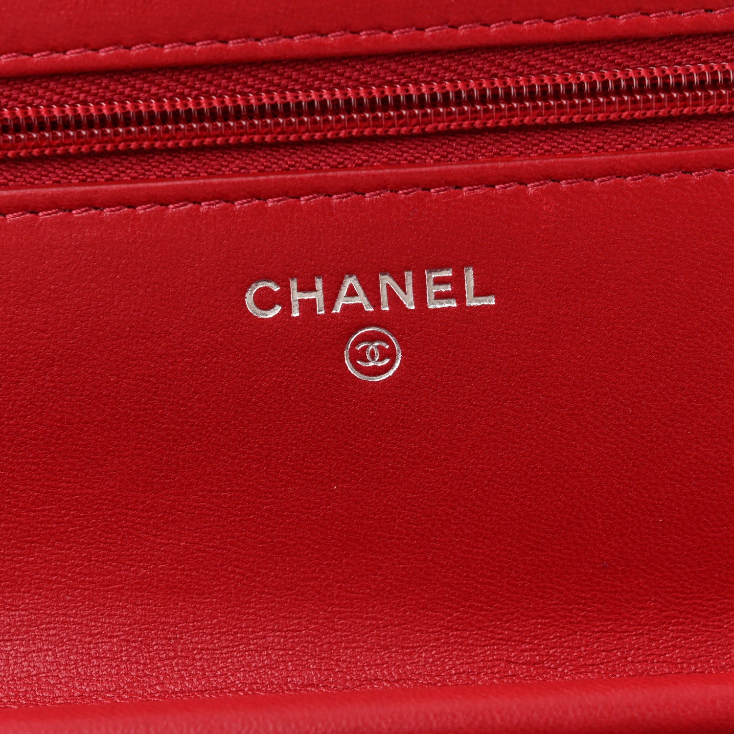 Chanel Lambskin Quilted Wallet On Chain WOC Red 6 of 12