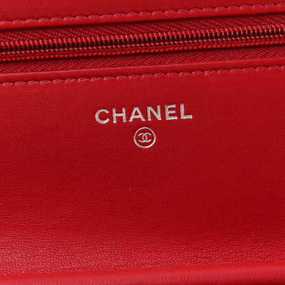 Chanel Lambskin Quilted Wallet On Chain WOC Red 6 of 12