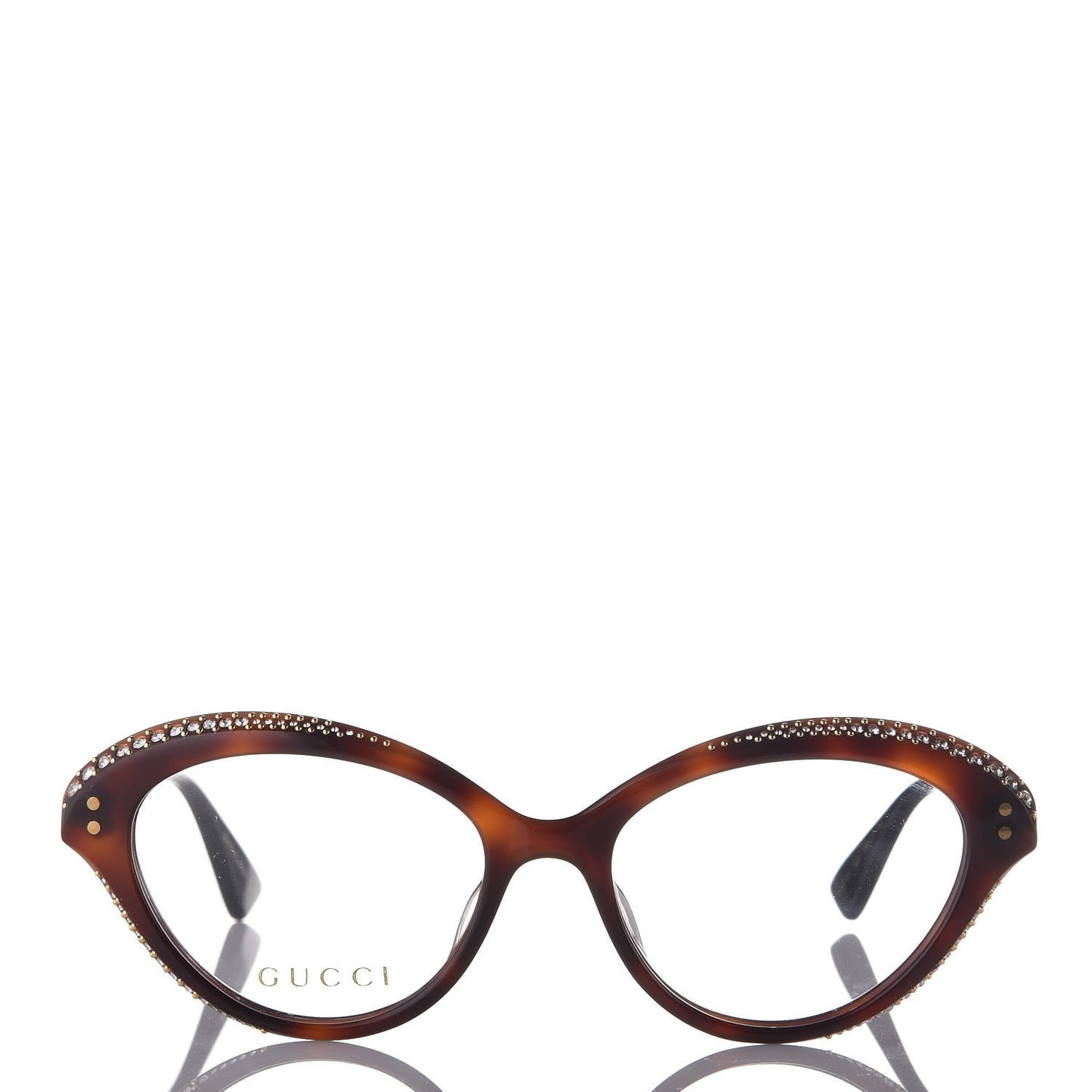 Crystal Cat Eye Glasses GG0215O Havana