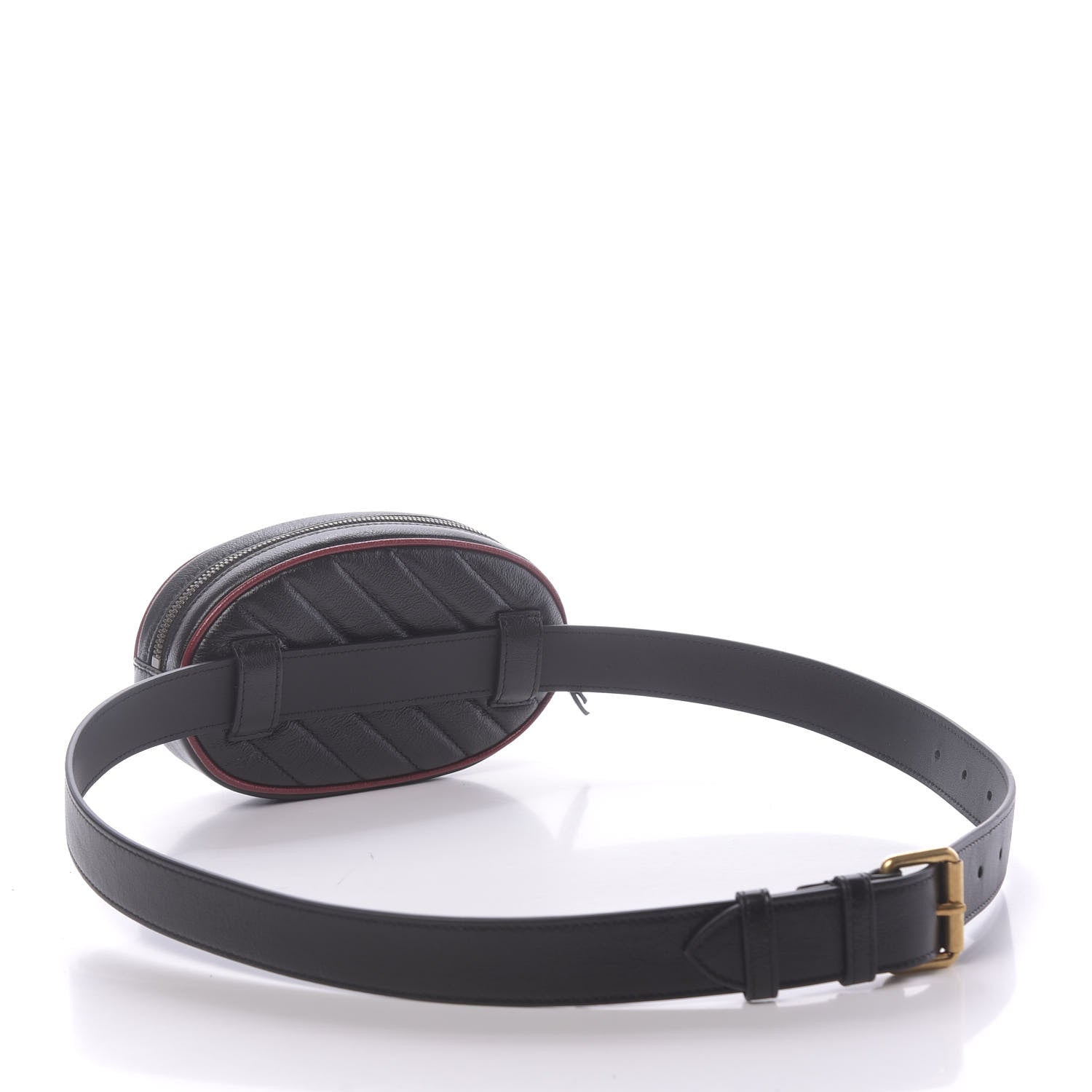 Gucci Azalea Calfskin Matelasse Diagonal Torchon GG Marmont Belt Bag 95 38 Black Romantic Cerise 3 of 10