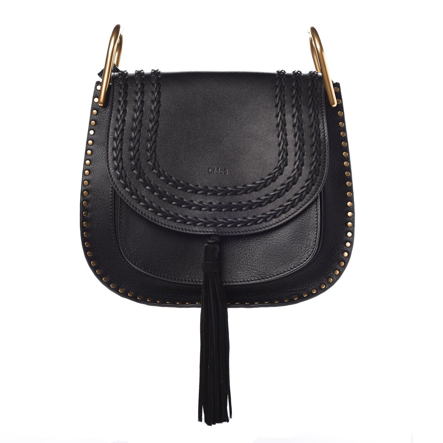 Calfskin Braided Medium Hudson Shoulder Bag Black