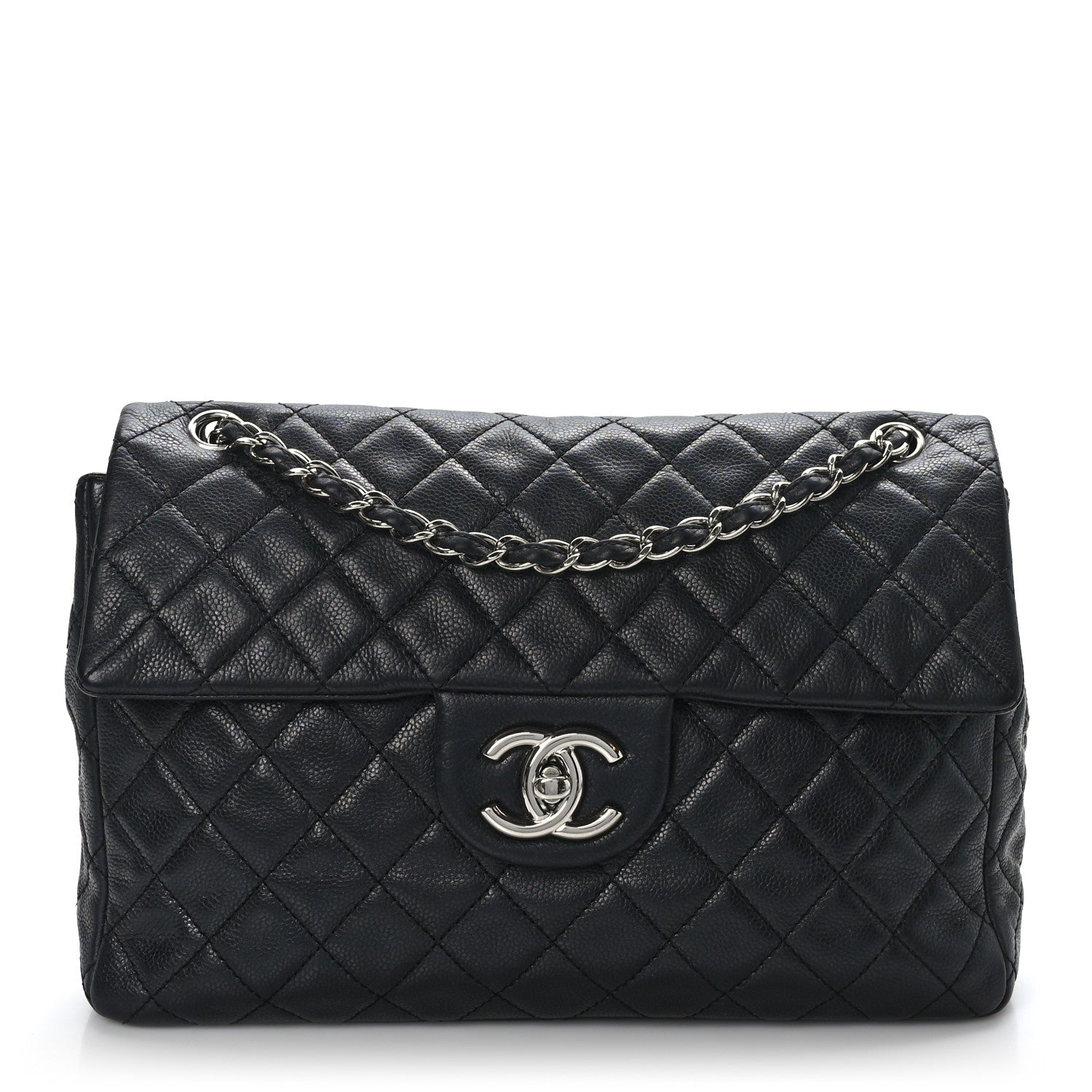 Chanel Washed Caviar Quilted Maxi Single Flap Black 1 of 9
