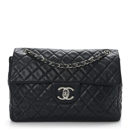 Chanel Washed Caviar Quilted Maxi Single Flap Black 1 of 9
