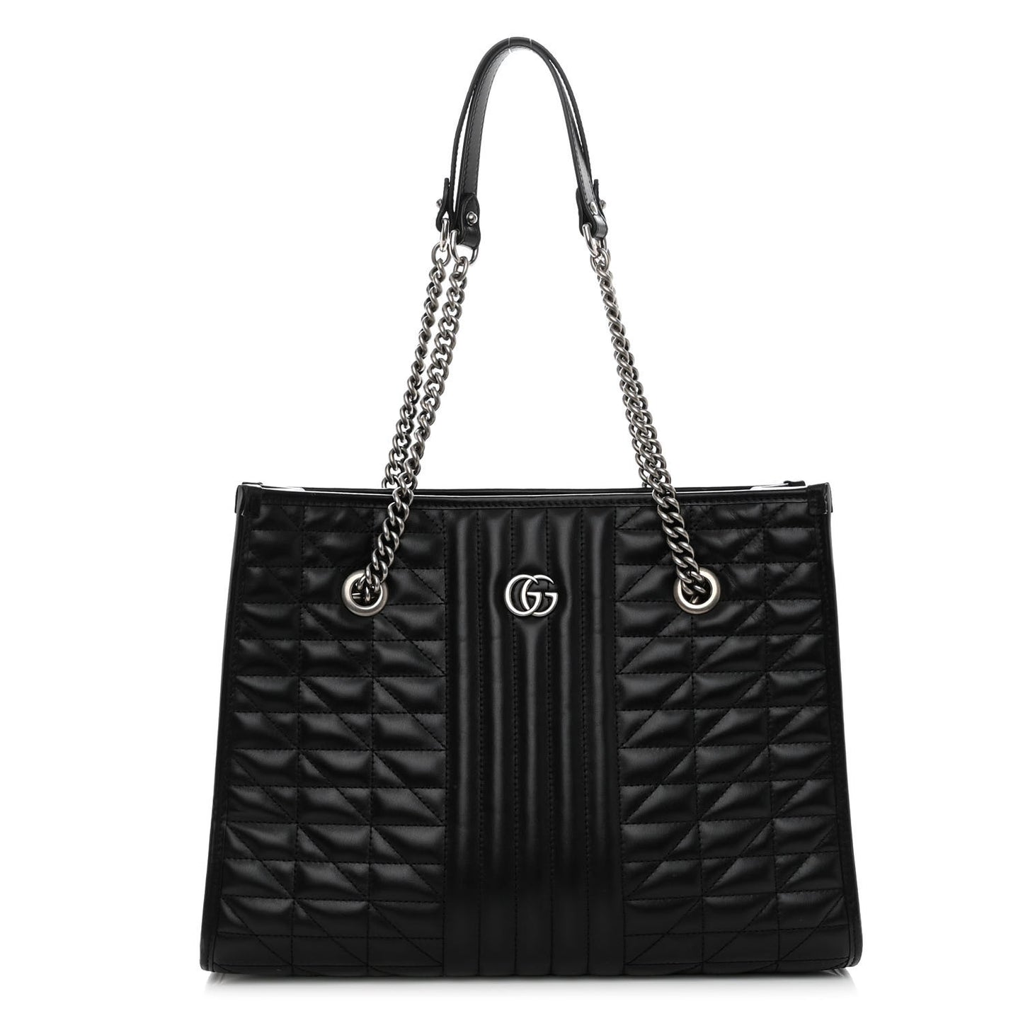 Calfskin Matelasse Aria Medium GG Marmont Shoulder Tote Black