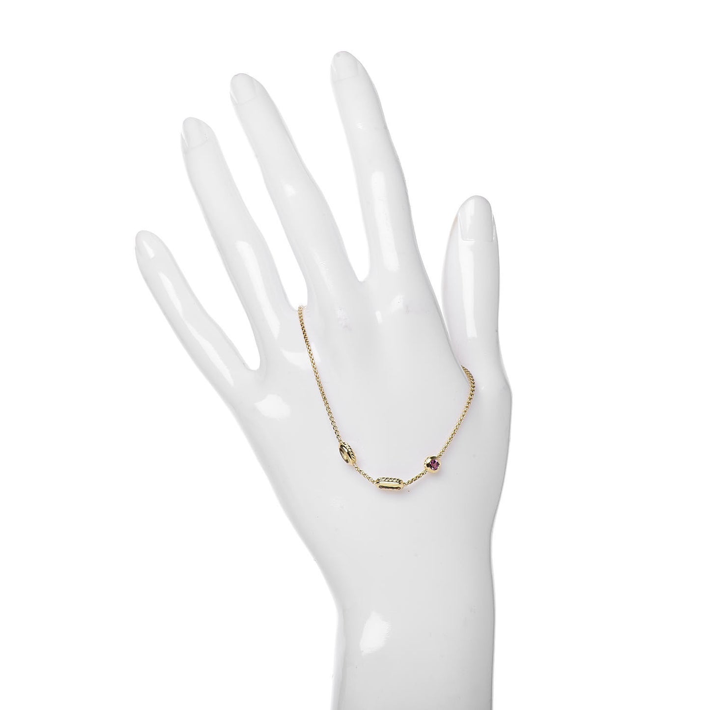 18K Yellow Gold Citrine Yellow Beryl Pink Tourmaline Novella Chain Bracelet