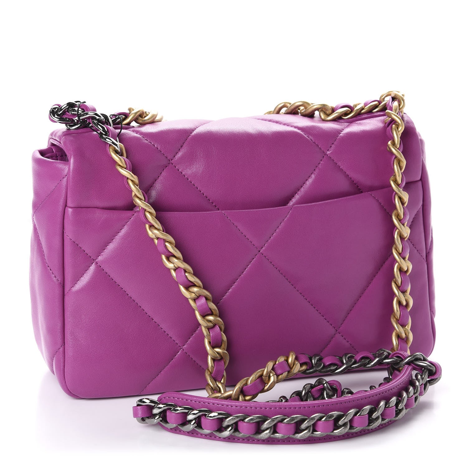 Chanel Lambskin Quilted Medium 19 Flap Purple 3 of 10