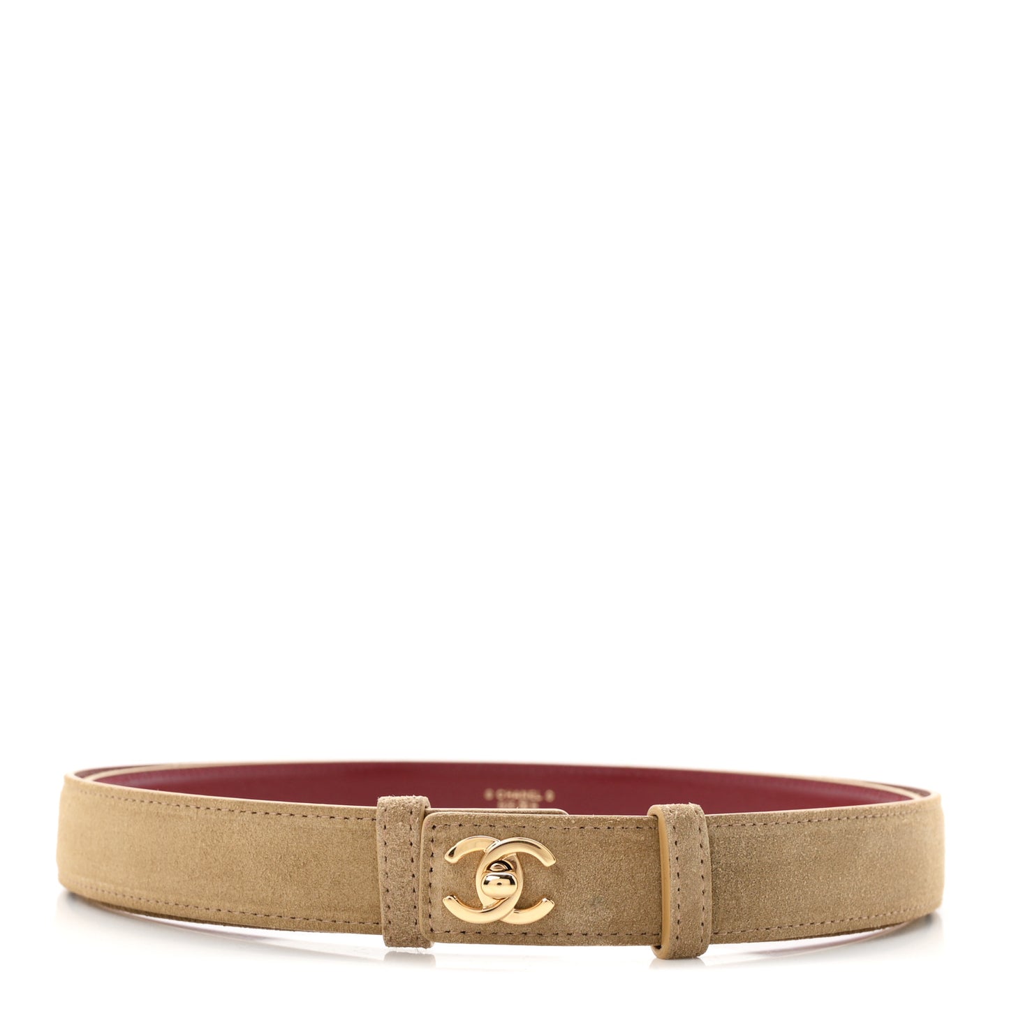 Suede CC Skinny Belt Dark Beige