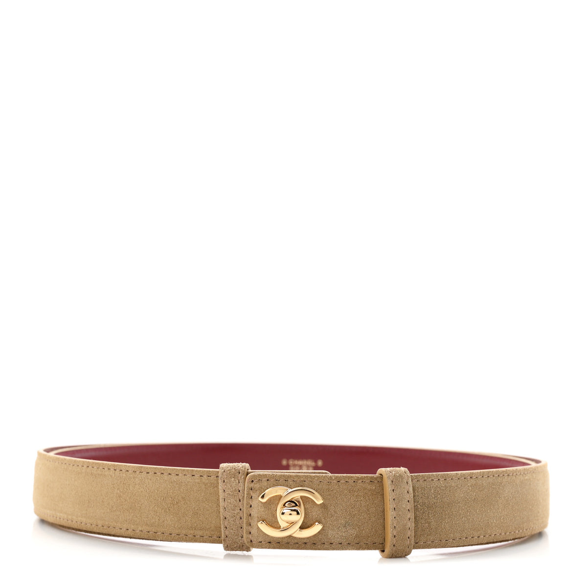 Chanel Suede CC Skinny Belt Dark Beige 1 of 4