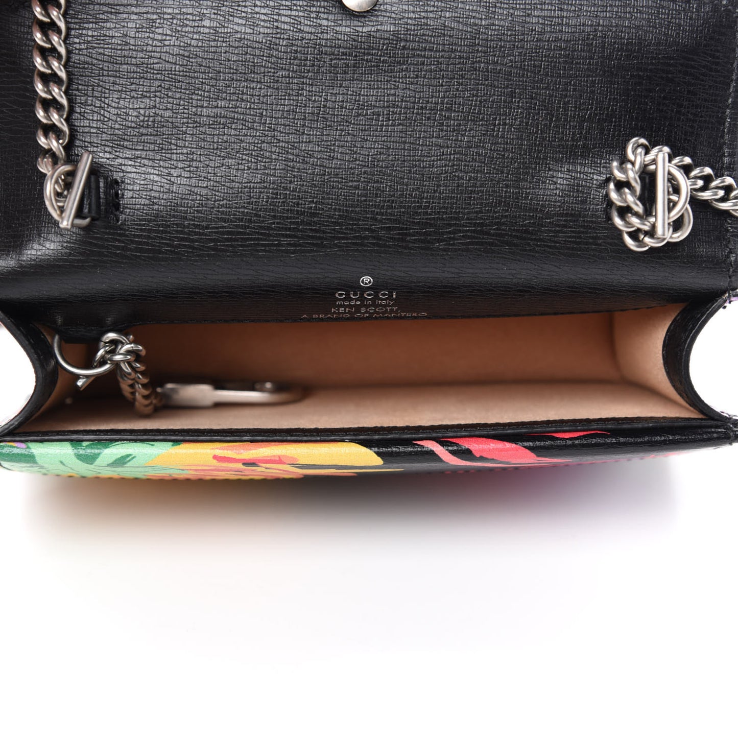 X KEN SCOTT New Shangai Calfskin Jenny Floral Print Super Mini Dionysus Shoulder Bag Black Pink