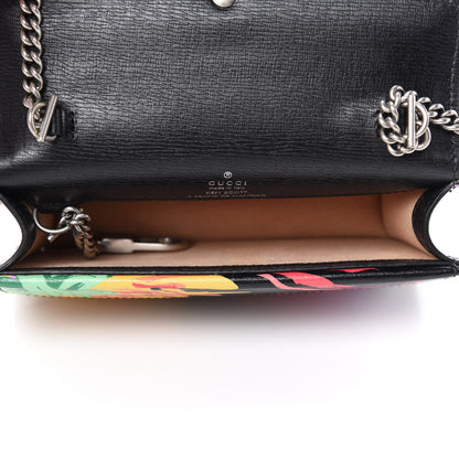 Gucci X KEN SCOTT New Shangai Calfskin Jenny Floral Print Super Mini Dionysus Shoulder Bag Black Pink 5 of 9