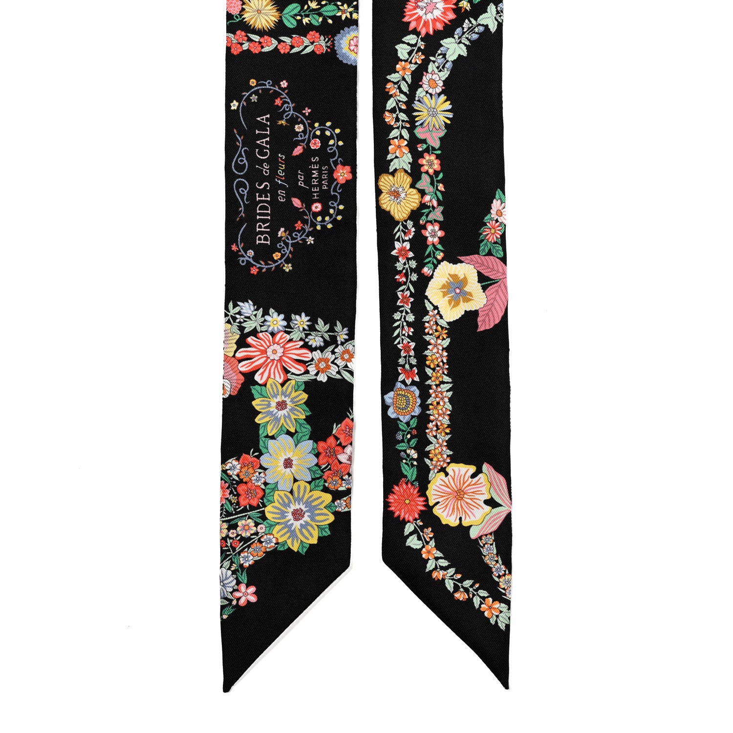 Hermes Silk Brides de Gala en Fleurs Twilly Black Multicolor White 2 of 4