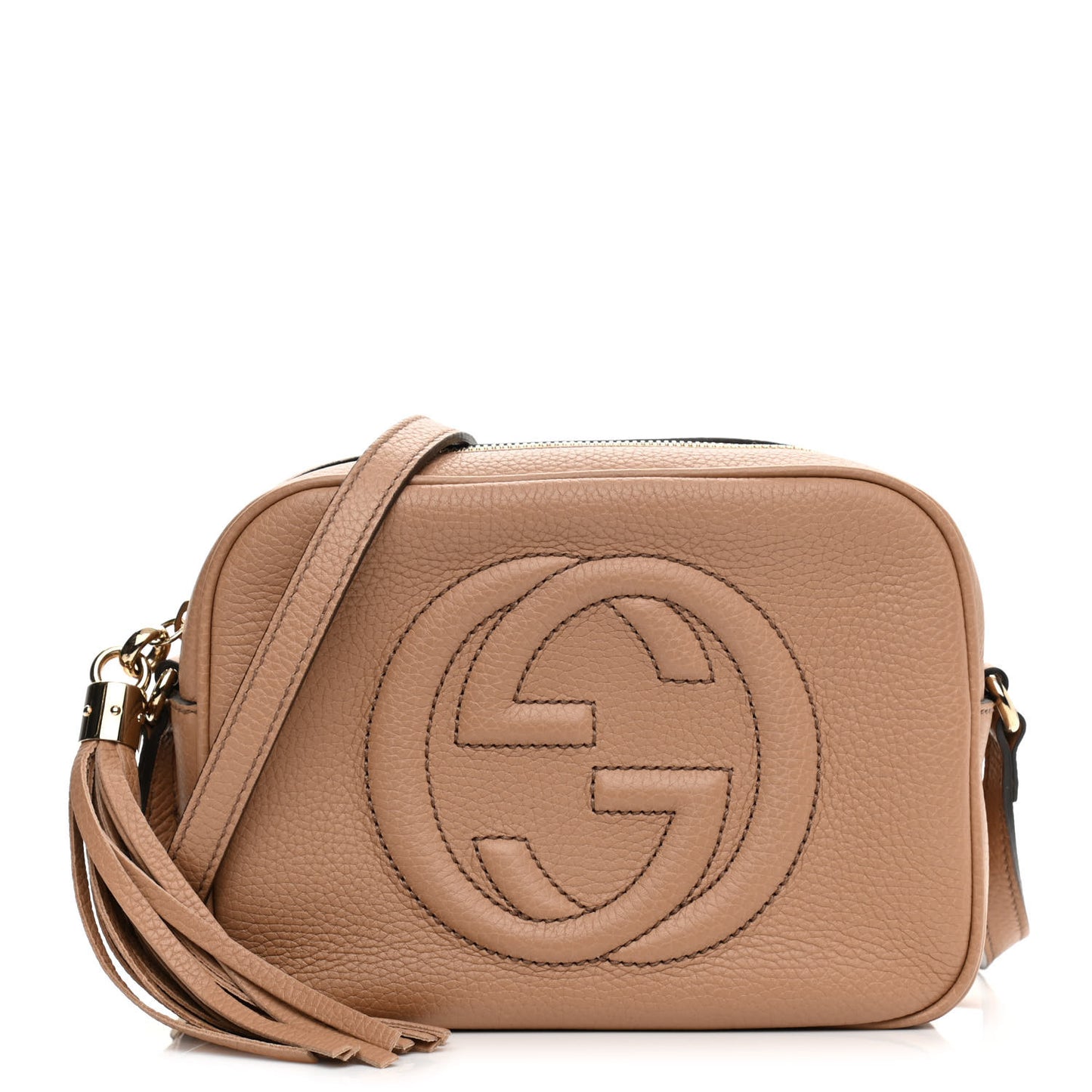 Pebbled Calfskin Small Soho Disco Bag Rose Beige