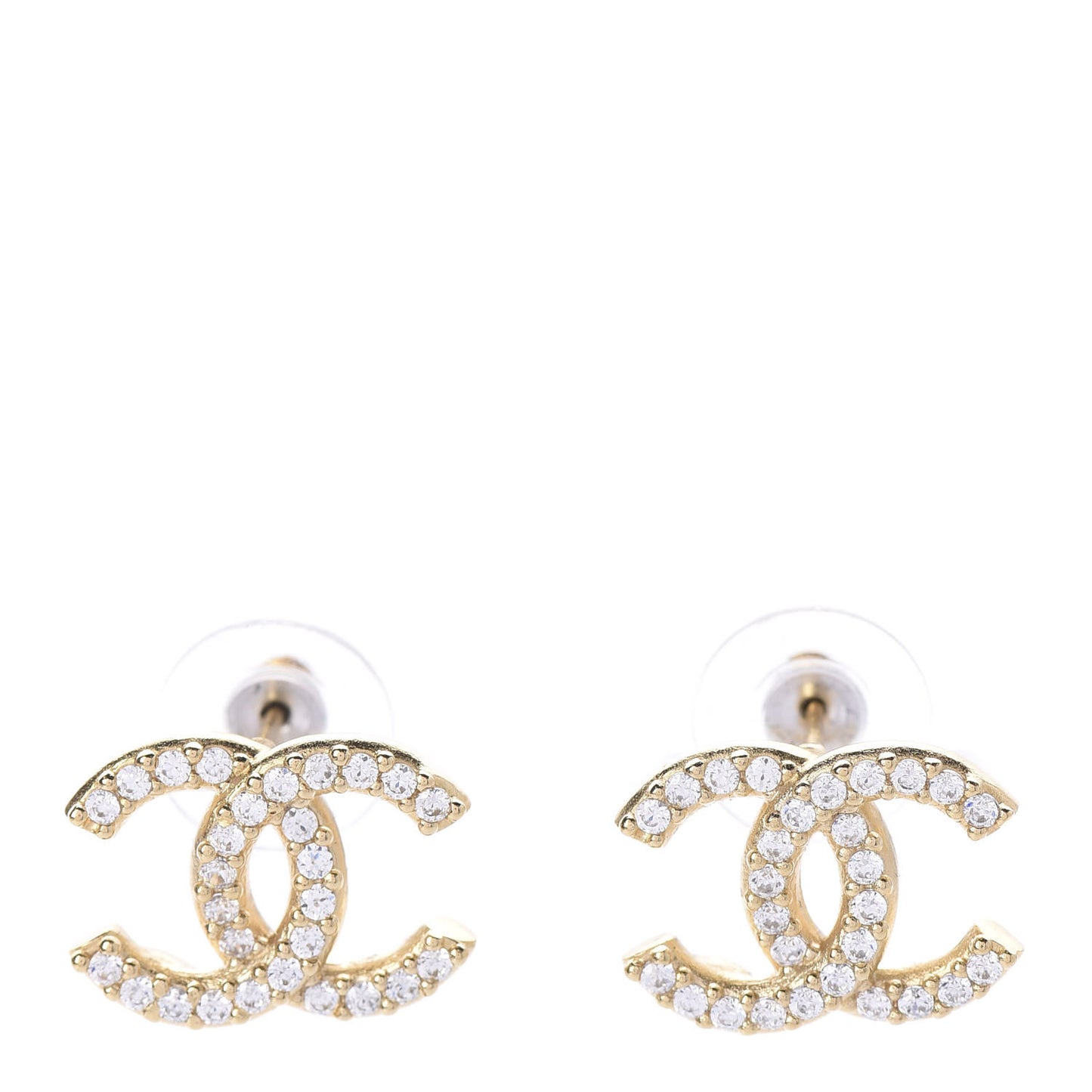 Crystal CC Earrings Light Gold