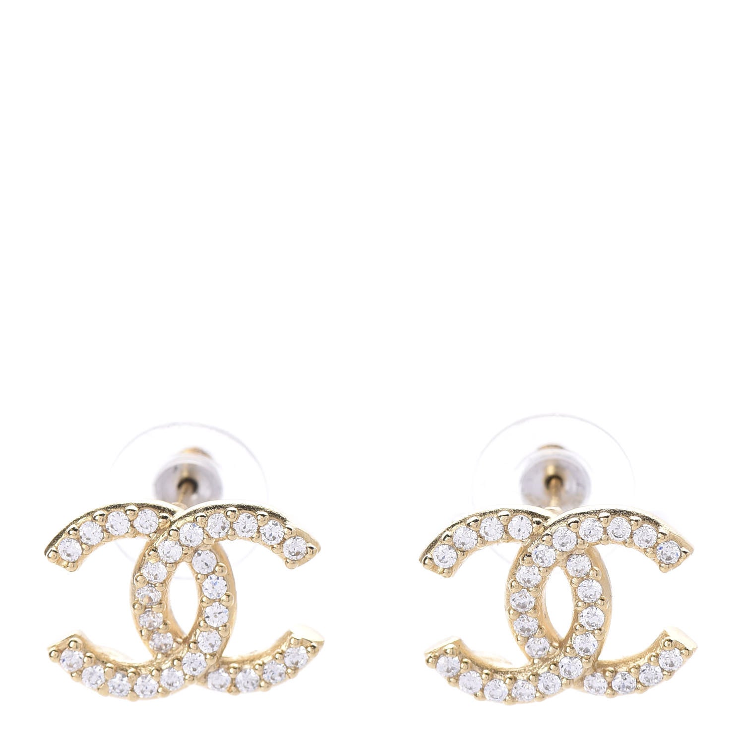 Chanel Crystal CC Earrings Light Gold 1 of 5