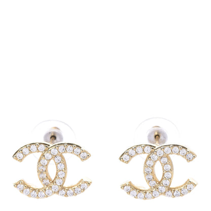 Chanel Crystal CC Earrings Light Gold 1 of 5