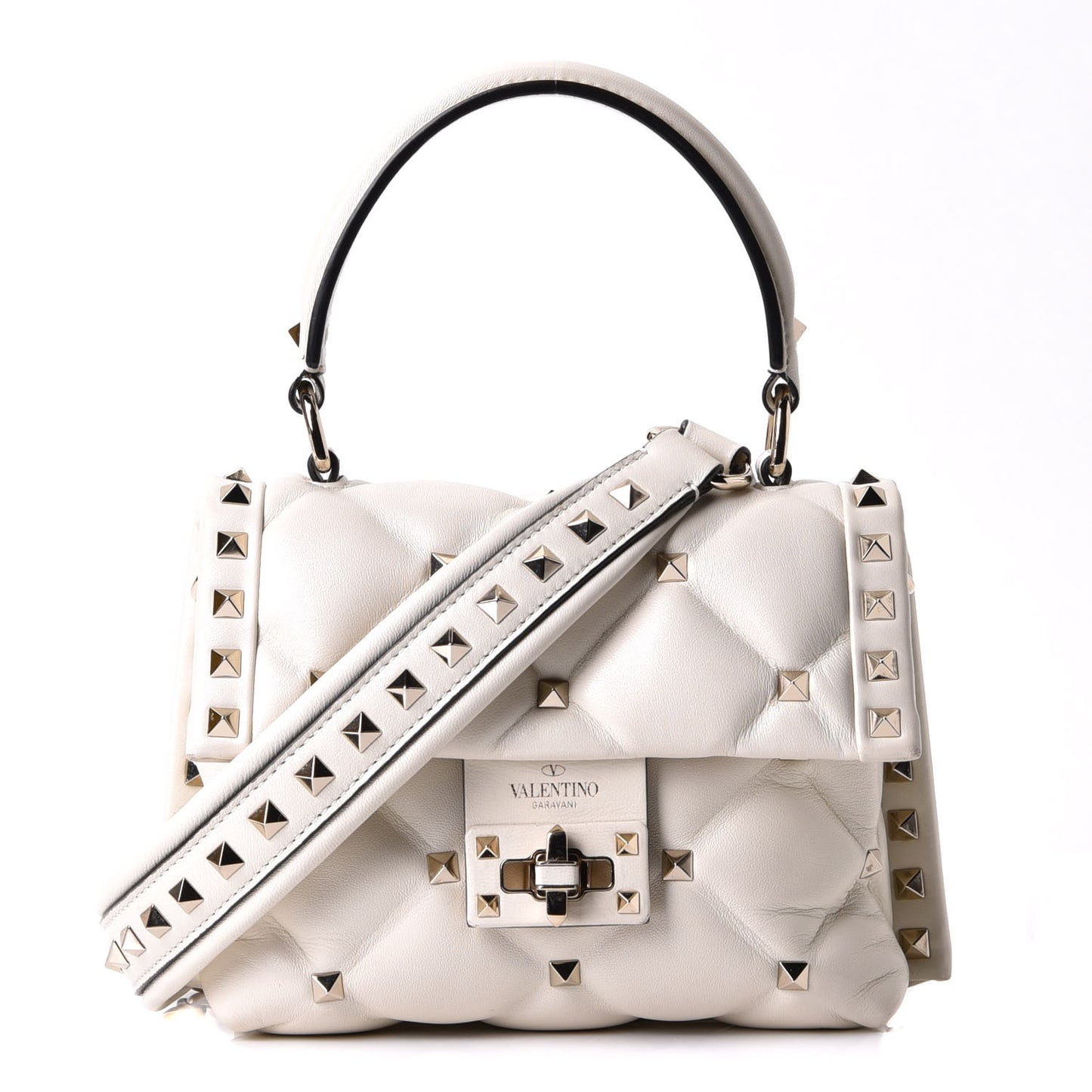 Nappa Mini Candystud Top Handle Bag Light Ivory