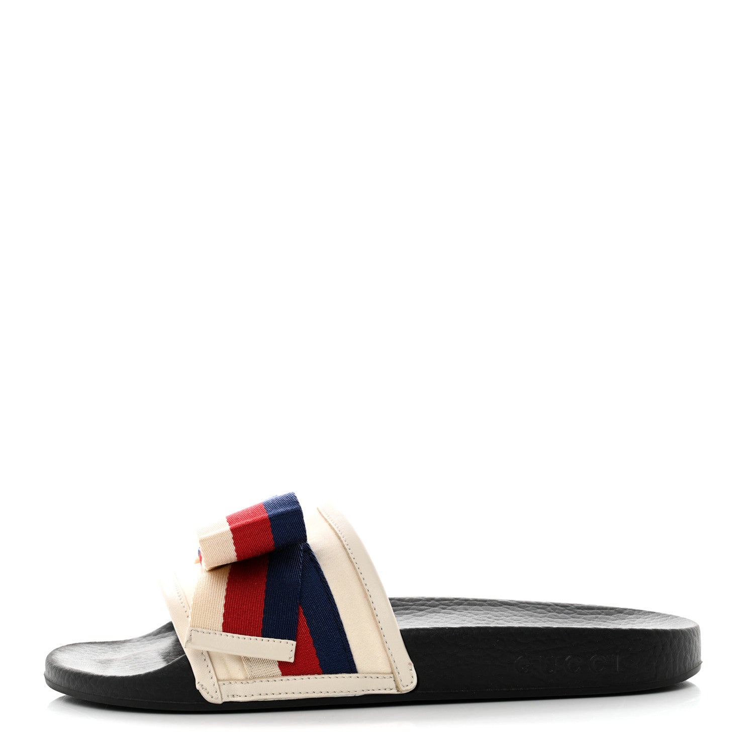 Gucci Satin Web Sylvie Bow Slide Sandals 39 White 1 of 8