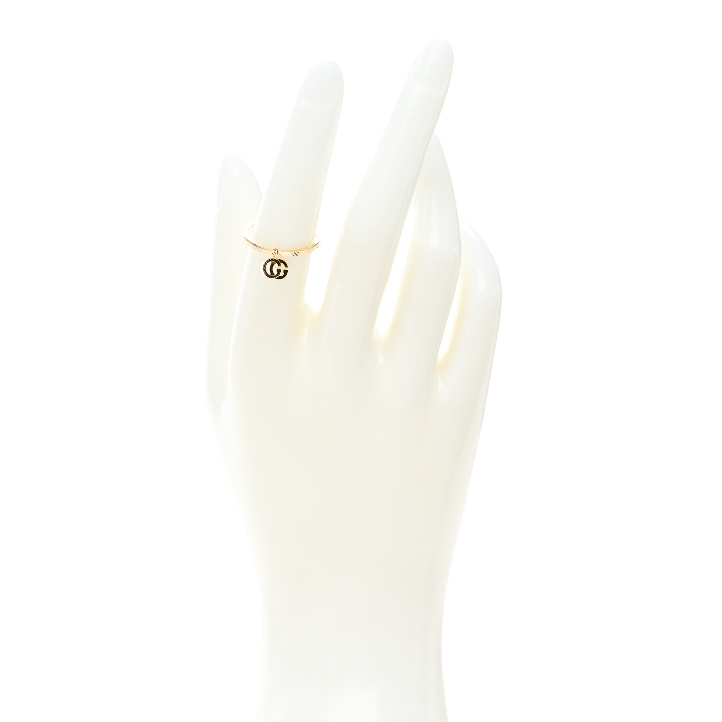 18K Yellow Gold GG Running Charm Ring 50 5.5
