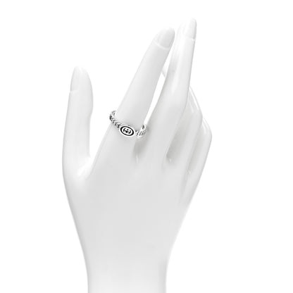 Gucci Sterling Silver Enamel Interlocking G Chain Ring 60 9 Black 2 of 4