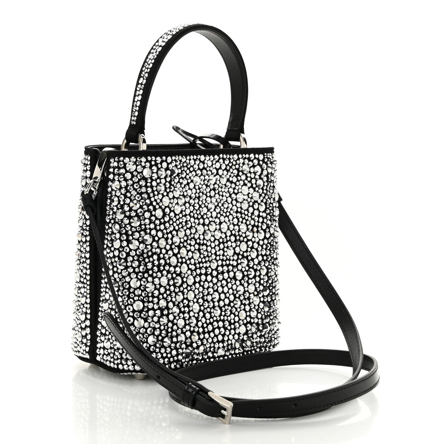 Prada Satin Crystal Small Panier Bucket Bag Metal 3 of 10