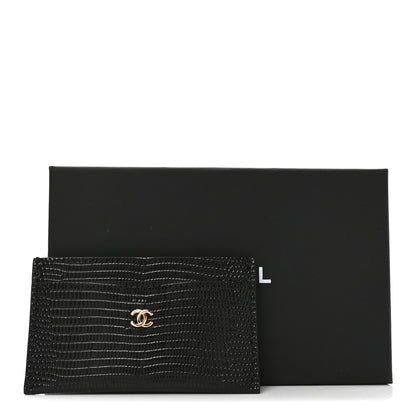 Chanel Calfskin Lizard Embossed Card Holder Black 14 of 16