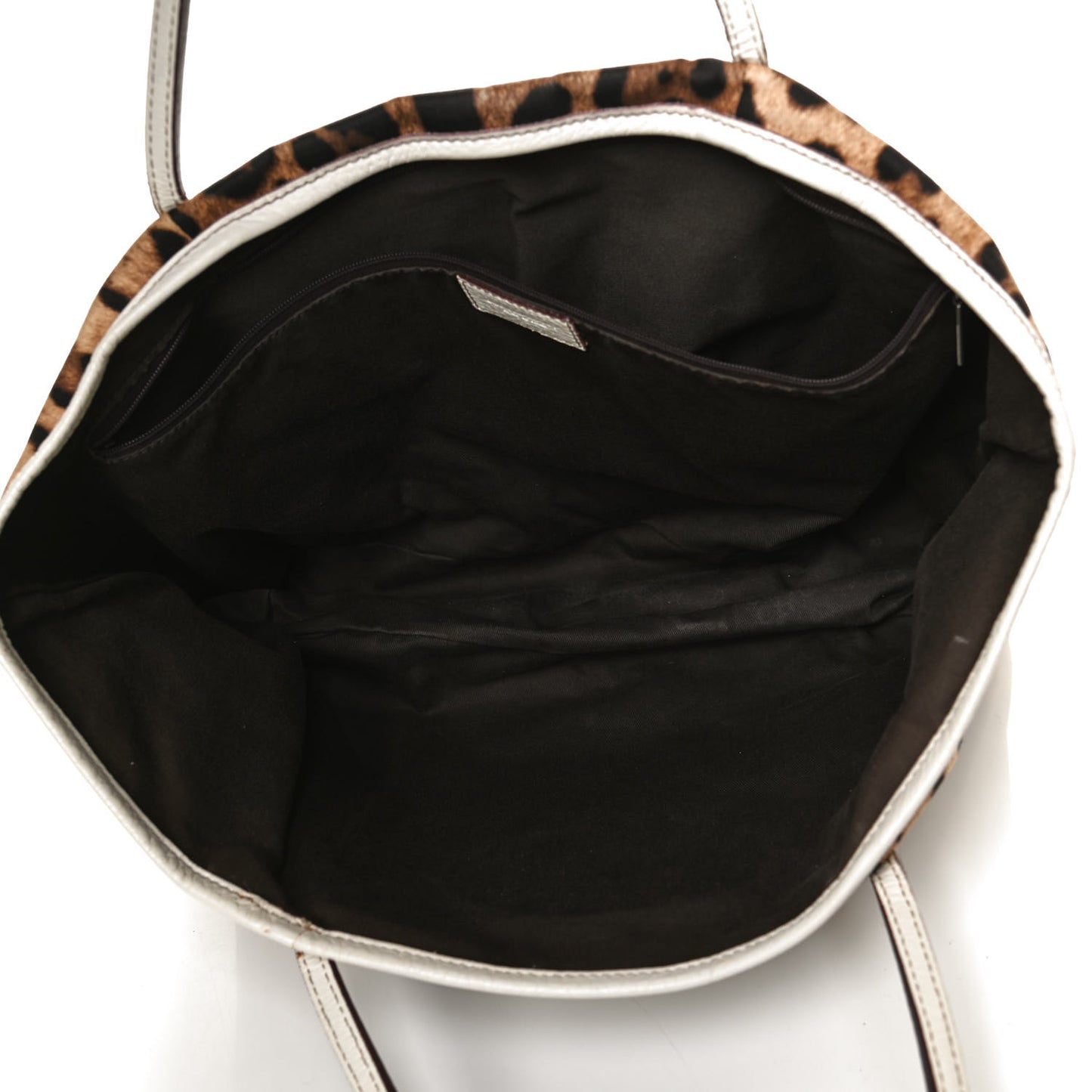 Canvas Leopard Print Medium Tote White
