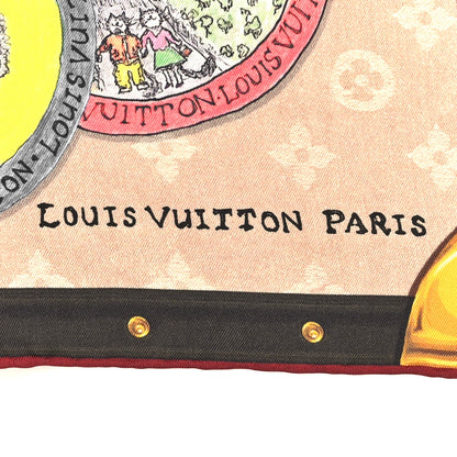 Louis Vuitton Silk Monogram LV Trunk Square 90 Scarf Beige 2 of 3
