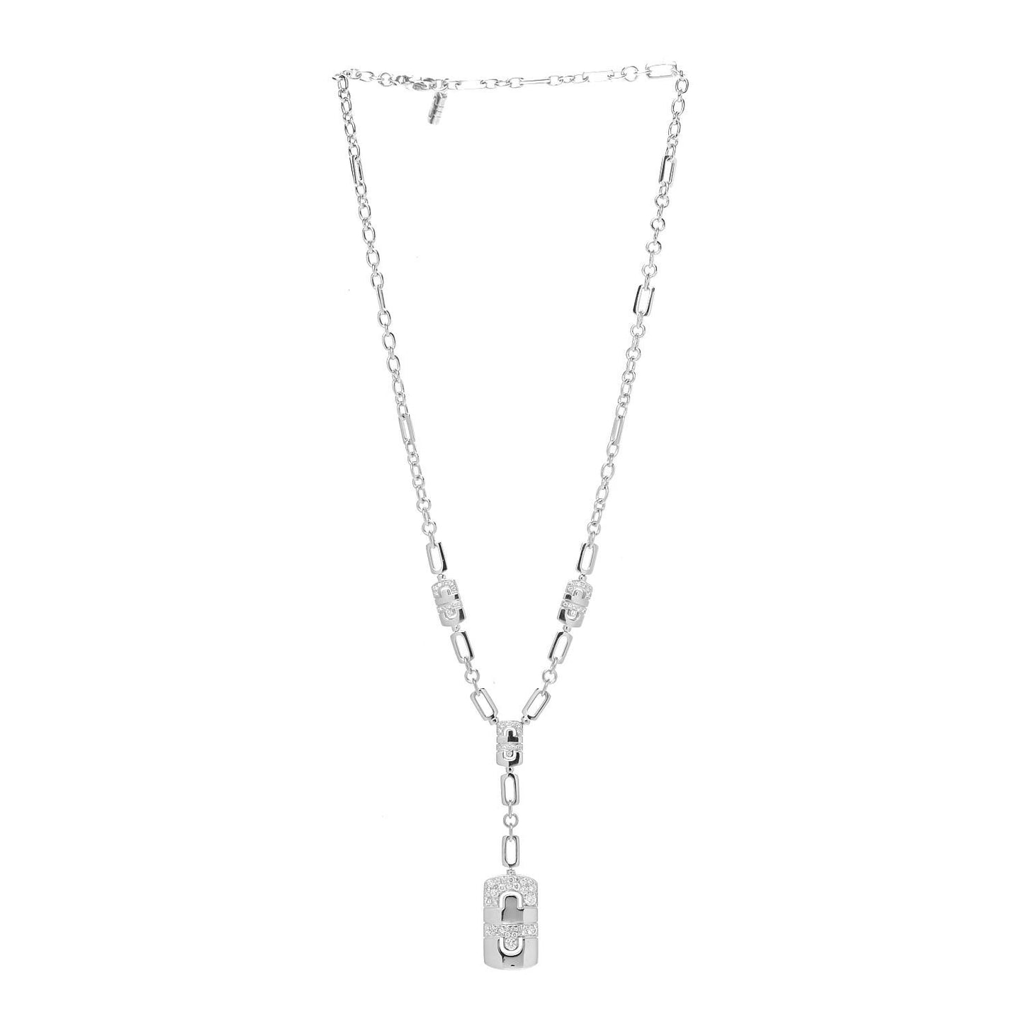 18K White Gold Diamond Parentesi Lariat Necklace