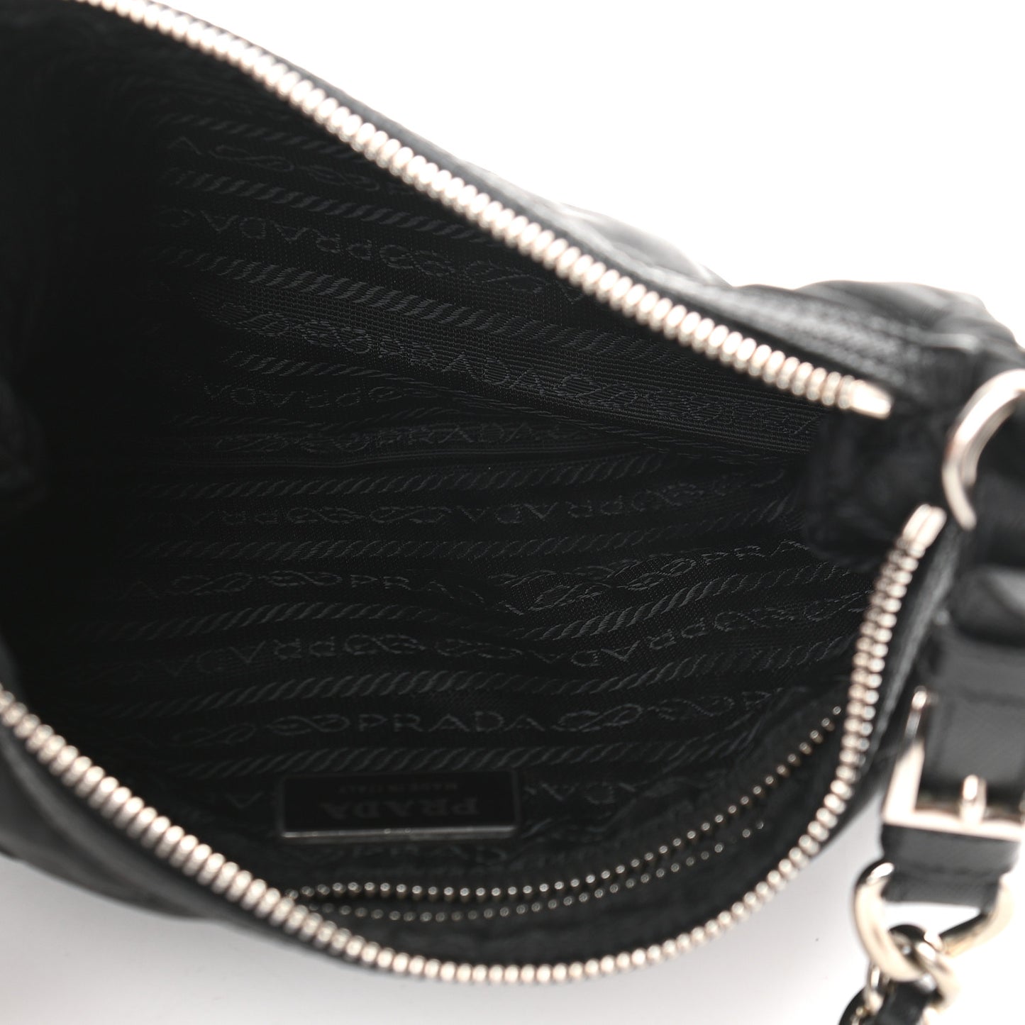 Tessuto Nylon Quilted Saffiano Shoulder Bag Black